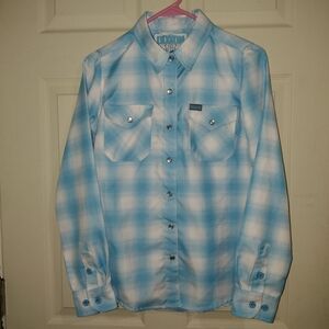 DIXXON Light Blue and White Plaid Shirt